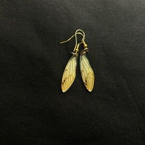 Gold and Blue Wing Earrings